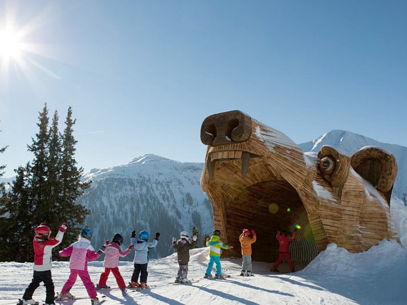 Door een beer heen skiën, dat is gaaf!